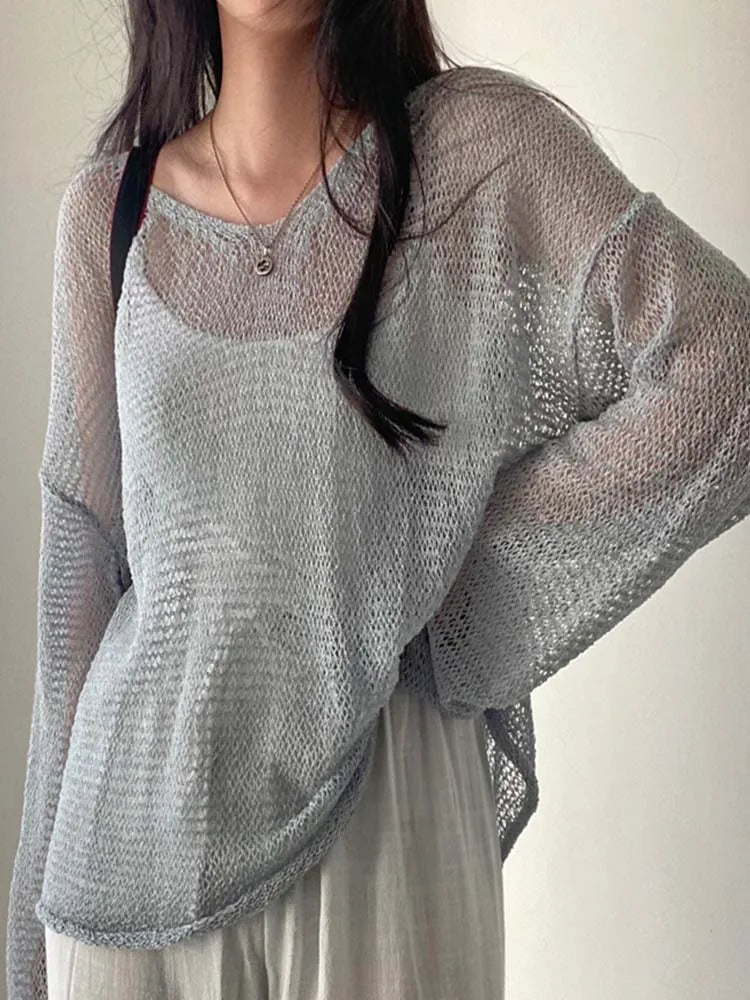 Dames Trui Lange Mouwen Streetwear Uitgesneden Model → Dames Trui Lange Mouwen Streetwear Oversized