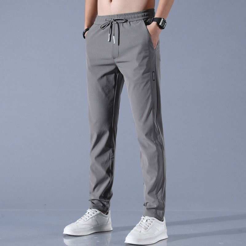 Mannen Chino Broek Comfortabel Zwart Grijze Pantalon