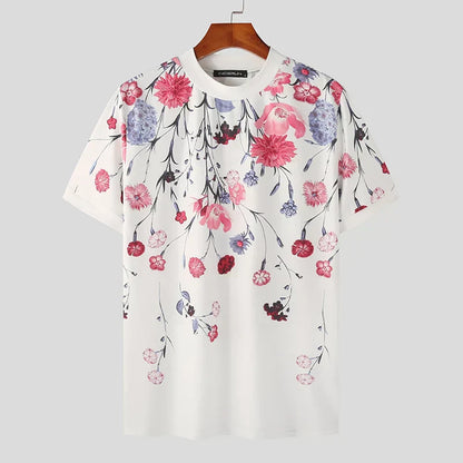 Heren Shirt Korte Mouwen Florale Zomerstijl