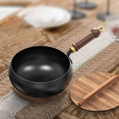 Diepe IJzeren Wokpan met Deksel 24cm 26cm 28cm 30cm Antikleef Inductie Gas Keramisch Elektrisch Roerbakpan Gietijzer Koken