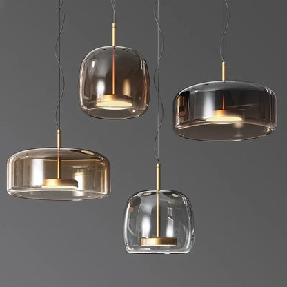 Scandinavische Glazen Hanglamp – Warm Sfeerlicht met Amber, Helder of Grijs Glas – Ø 15, 25 of 35 cm – Moderne Verlichting voor Keuken, Eetkamer en Woonkamer