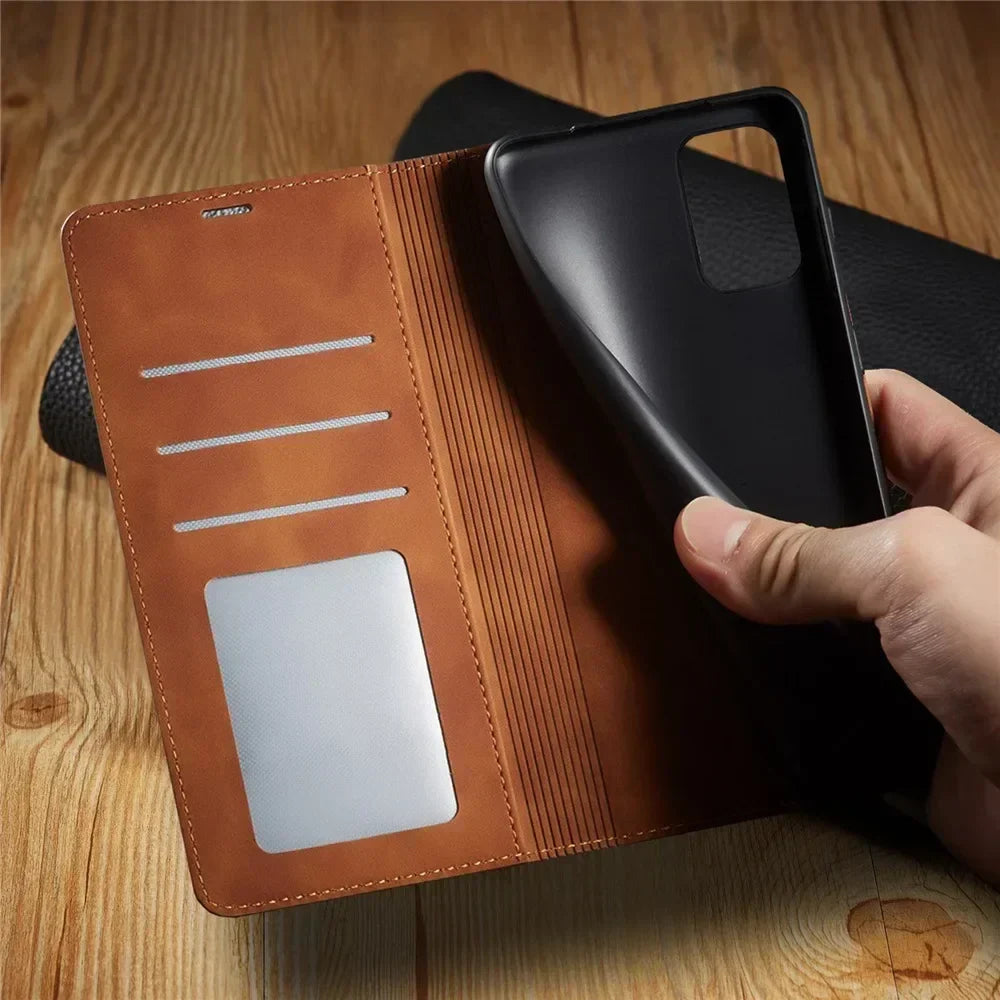 Samsung Hoesje met Standaard – Magnetische Leren Klaphoes met Schermbescherming voor Onderweg