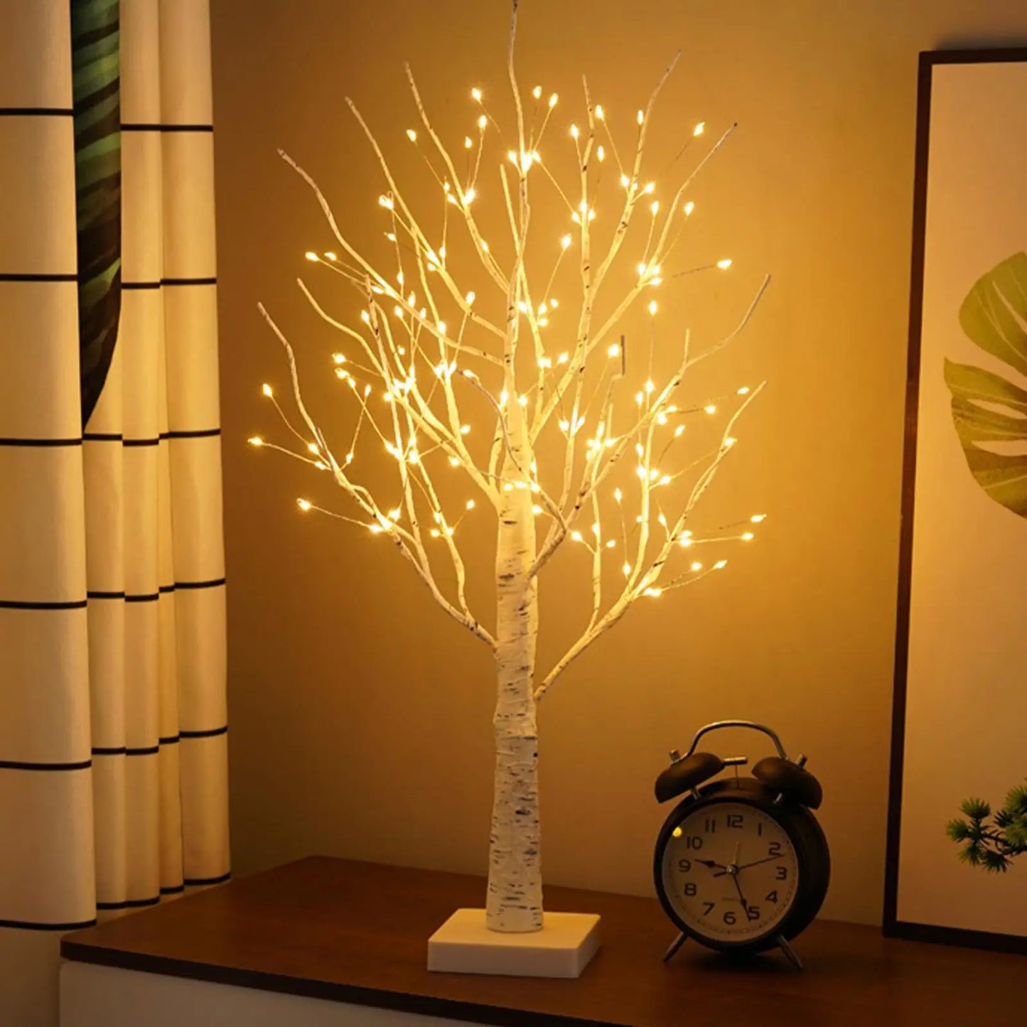 Decoratieve Berkenhouten Lichtboom met LED-Verlichting 60 cm Warm Sfeerlicht Natuurboom Decoratie voor Woonkamer Slaapkamer