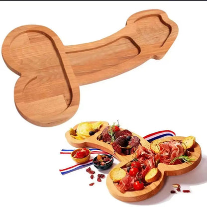 Multi-Compartiment Serveerplank van Donker Hout – Praktische Snackplank met Meerdere Vakjes voor Hapjes & Dips