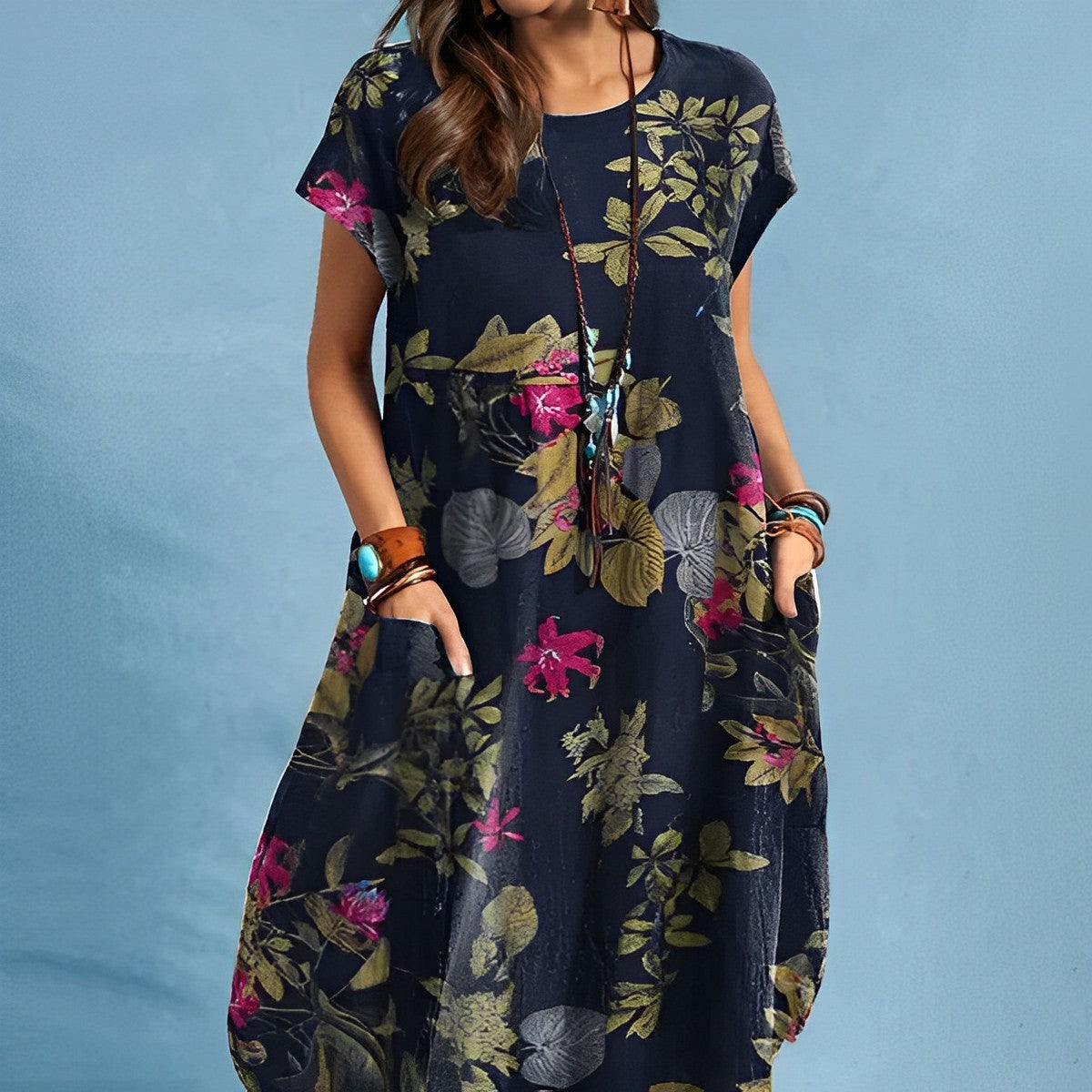Bloemenjurk Met Natuurlijke Stof en Elegant Design - StudioMarella