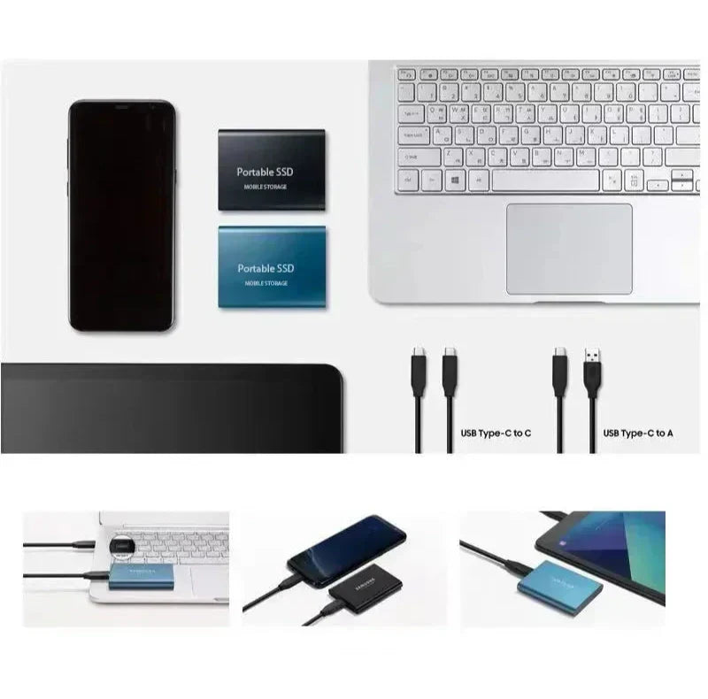 Externe SSD-schijf 2TB Zwart Blauw Rood voor snelle dataopslag backup laptop computer | draagbare solid state drive mobiel werken thuiskantoor bestandsoverdracht high-speed USB universele compatibiliteit Windows macOS stoßbestendig