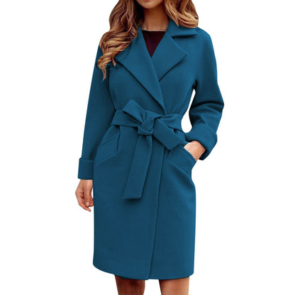 Dames Trenchcoat Warme Winterjas Stijlvolle Lange Mantel