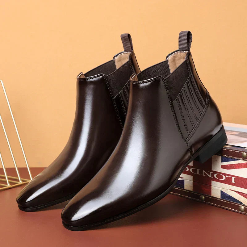 Leren Chelsea Boots voor Heren Glanzend Zwart - StudioMarella