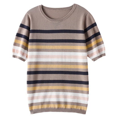 Zomerse Streep T-Shirt voor Vrouw Aurora Chic Model