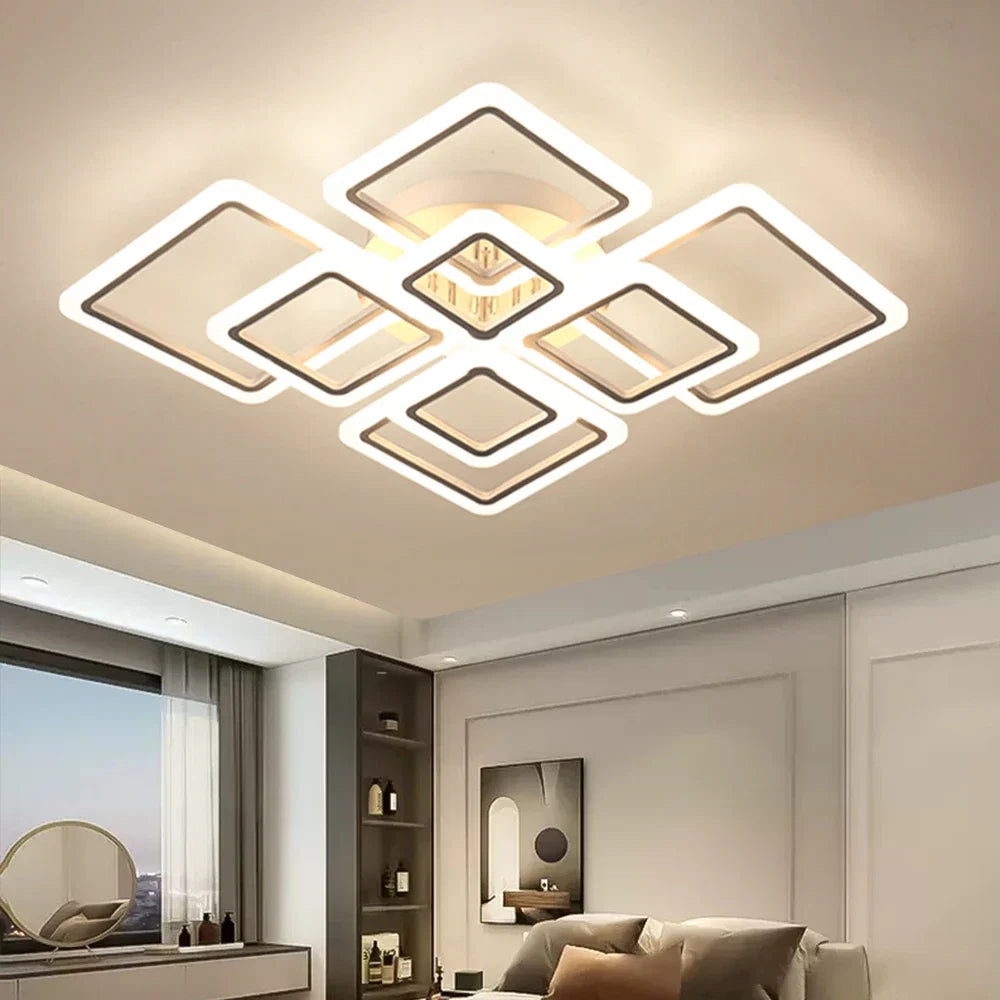 LED Plafondlamp Dimbaar Vierkant Acryl Wit Afstandsbediening Woonkamer Slaapkamer Modern 35W-160W Plafonnière Studeerkamer