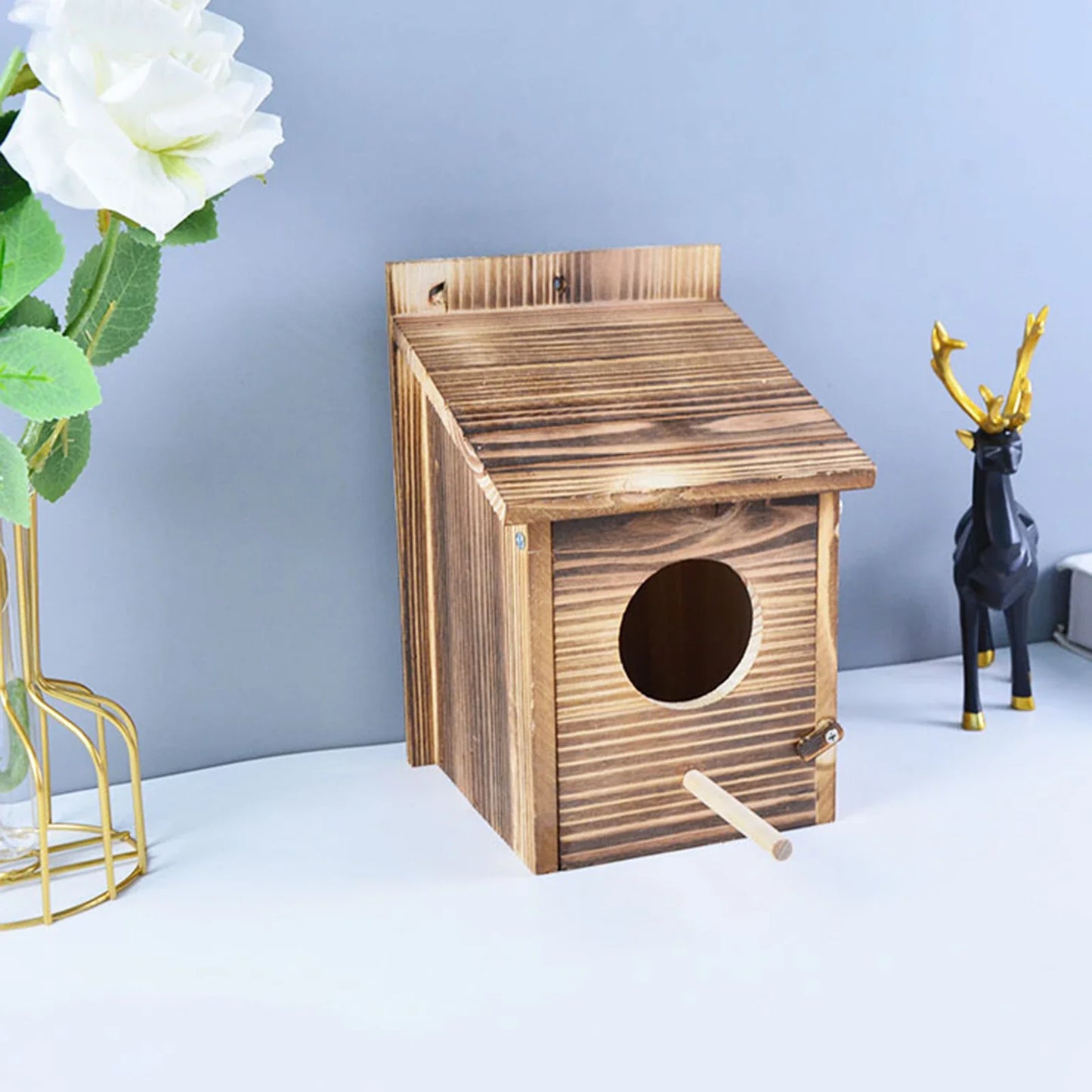 Vogelhuis Hout Hangend Buiten Weerbestendig 22x15cm Tuin Vogelnest Nestkastje Mezen Decoratief Natuurlijk