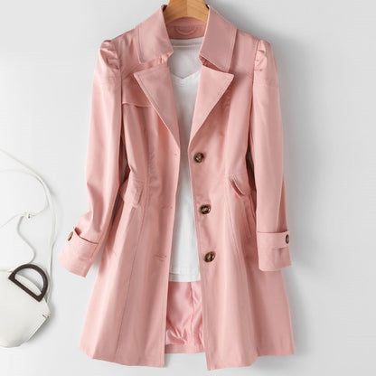 Dames Trenchcoat Middellang Met Enkele Knopen