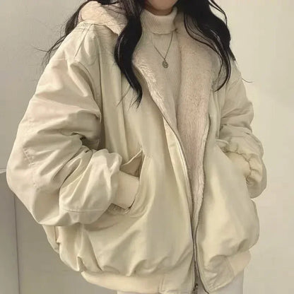 Dames Winterjas Oversized Zwart met Capuchon