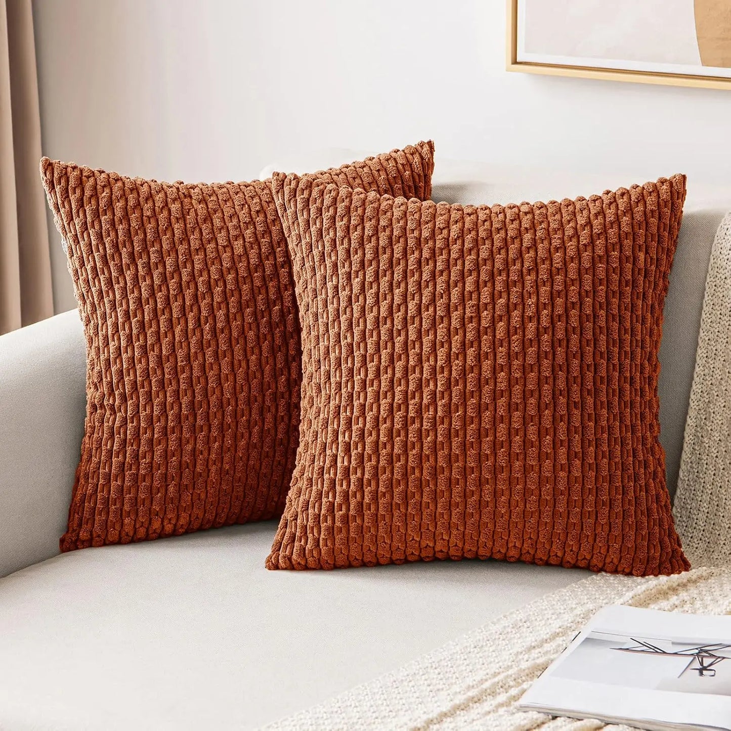 Ribfluwelen Sierkussen 45x45cm Voor Fauteuil En Leeshoek