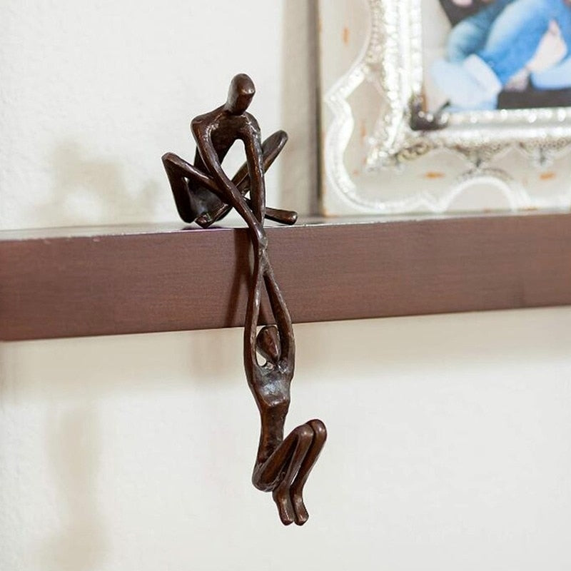 Decoratief beeld polystone 20cm zwart woonkamer sculptuur modern kunst beeld liefde verbinding