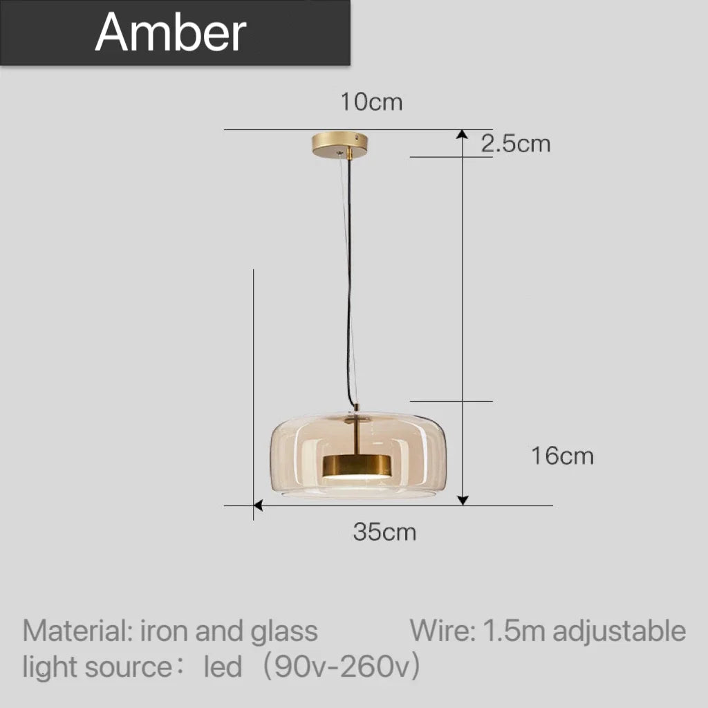Scandinavische Glazen Hanglamp – Warm Sfeerlicht met Amber, Helder of Grijs Glas – Ø 15, 25 of 35 cm – Moderne Verlichting voor Keuken, Eetkamer en Woonkamer
