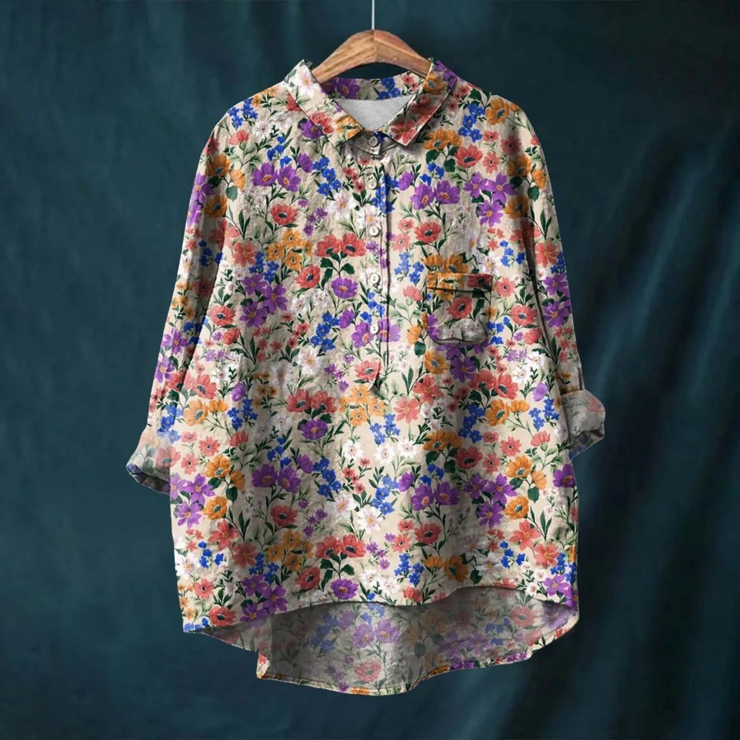 Bloemen Blouse Lange Mouwen voor Vrouw