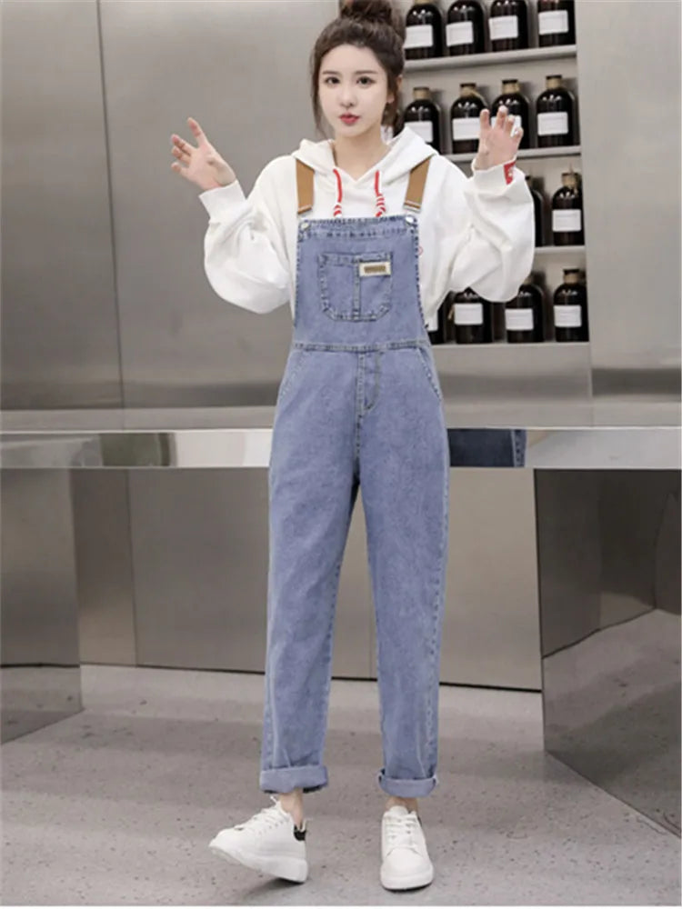 Vintage Denim Overall Broek Blouse Combinatie - StudioMarella