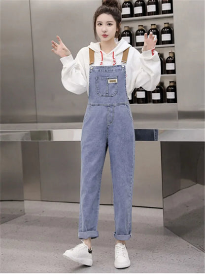 Vintage Denim Overall Broek Blouse Combinatie - StudioMarella