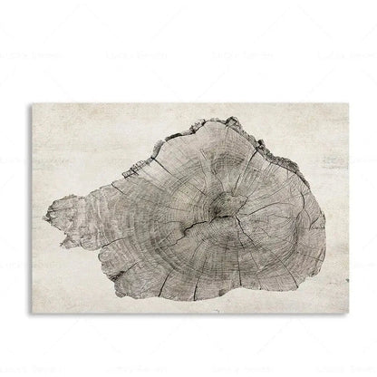 Abstracte Boomringen Canvas Wanddecoratie 60x40 cm Organische Textuur Art Print Rustiek Moderne Interieurstijl Natuurgeïnspireerd