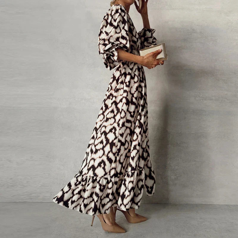 Lange Jurk Leopardprint Vrouwelijk Elegant