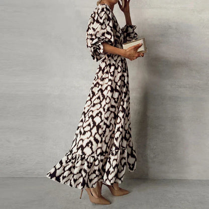 Lange Jurk Leopardprint Vrouwelijk Elegant