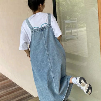 Dames Oversized Denim Jurk Lichtblauw Losse Zomerjurk