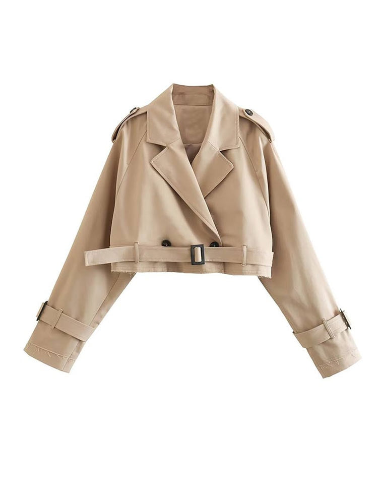 Korte Trenchcoat Beige Damestijl - StudioMarella