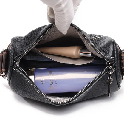 Leren Schoudertas Elegant Donkerbruin Designerstijl