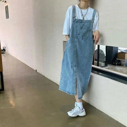 Dames Oversized Denim Jurk Lichtblauw Losse Zomerjurk