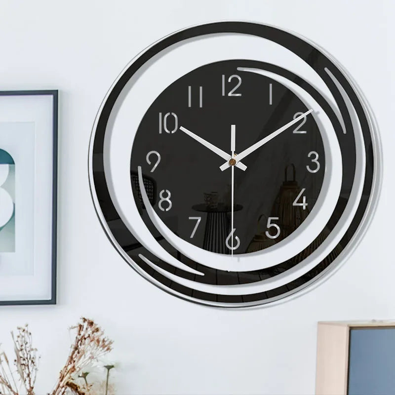 Wandklok Zwart Acryl - Modern Geometrisch Design - Stil Mechanisme - Scandinavisch Tijdloze Elegantie