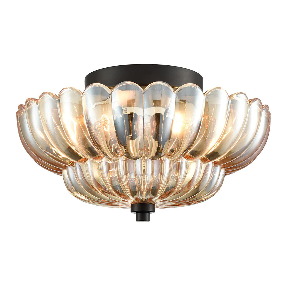 Retro Plafondlamp van Glas – Amberkleurig of Helder – Nostalgische Sfeerverlichting voor Keuken Woonkamer Eetkamer – Vintage Design – E27 Fitting