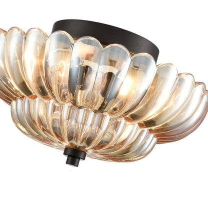 Retro Plafondlamp van Glas – Amberkleurig of Helder – Nostalgische Sfeerverlichting voor Keuken Woonkamer Eetkamer – Vintage Design – E27 Fitting