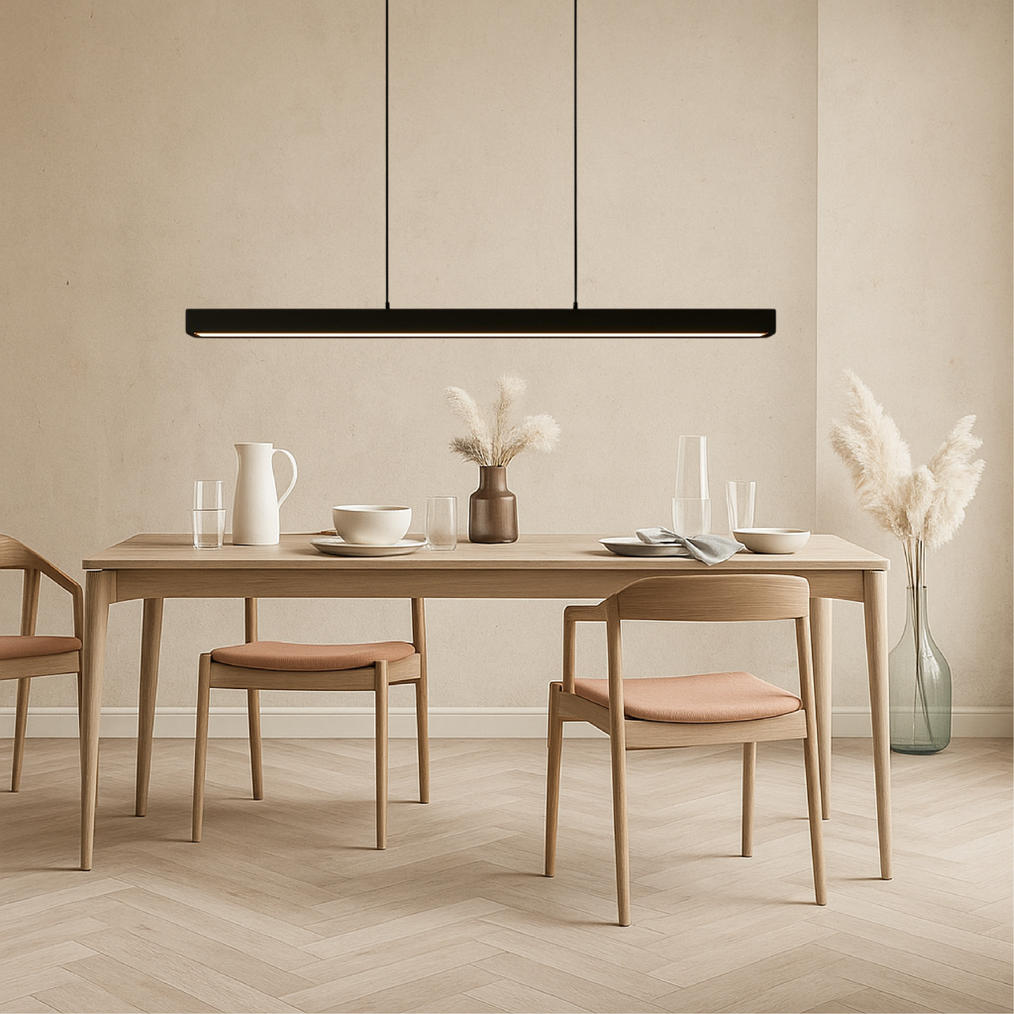 Scandibeam hanglamp LED 3000K zwart eettafel lineaire verlichting modern minimalistisch
