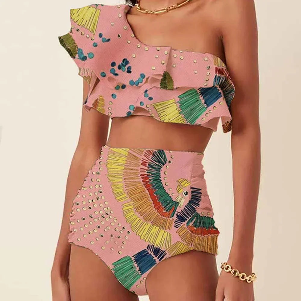 Dames Badpak Eén Schouder Zomer Trendy Swemkleding - StudioMarella