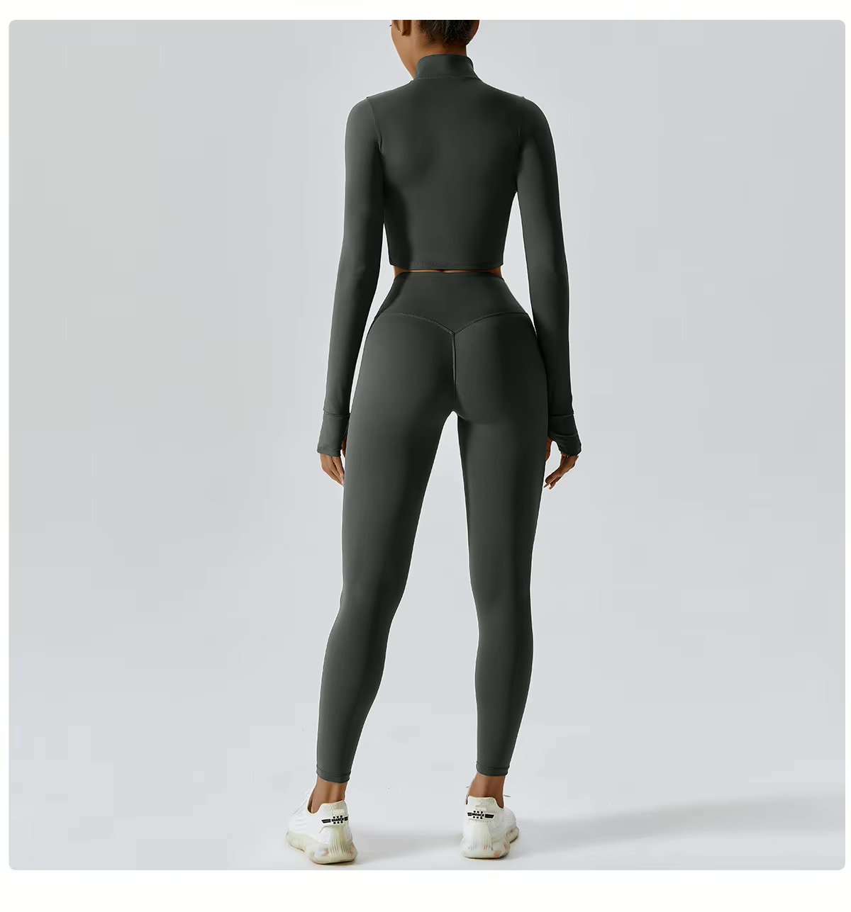 Dames Sportset 3-Delig - Cropped Vest, Sportbh en High Waist Legging