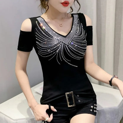 Zwarte Off-Shoulder Top Elegante Stijl