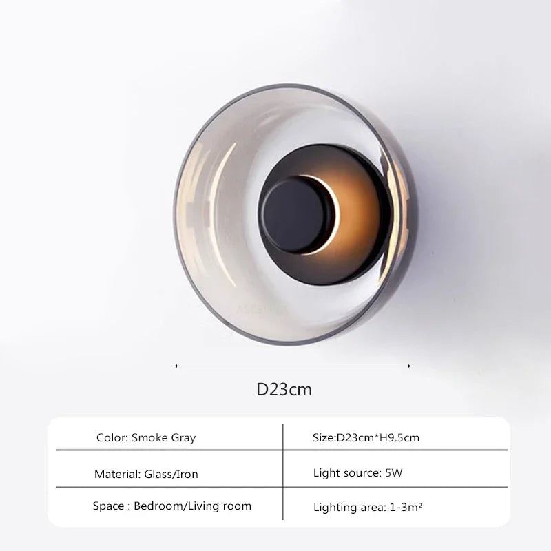 Moderne Glazen LED Wandlamp – Stijlvolle Wandverlichting in Smoke Gray of Champagne Gold – Ideaal voor Slaapkamer, Woonkamer & Hal