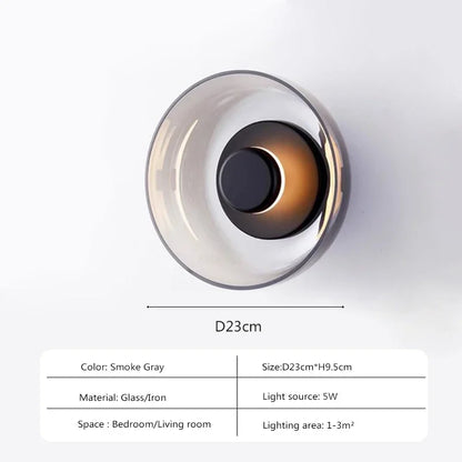 Moderne Glazen LED Wandlamp – Stijlvolle Wandverlichting in Smoke Gray of Champagne Gold – Ideaal voor Slaapkamer, Woonkamer & Hal