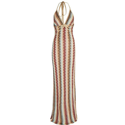 Retro Jurk Golfpatroon Halterneck Zomerjurk voor Vrouw