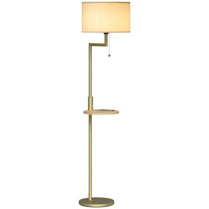 Booglamp Vloerlamp Met Plank En USB Poort Goud Metaal 170cm