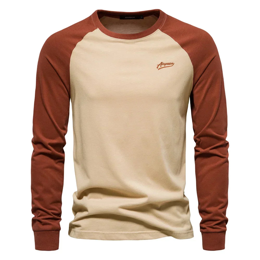 Heren Longsleeve Shirt Sportief Ronde Hals Casual
