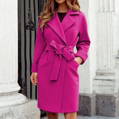 Dames Trenchcoat Warme Winterjas Stijlvolle Lange Mantel