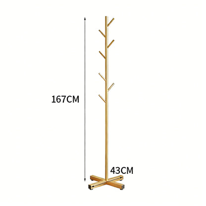 Staande Kapstok Metaal Zwart 167cm 8 Haken Slaapkamer Hal Vloerstaand Kledingrek Antislip Jassen Ophangsysteem Garderobe Standaard