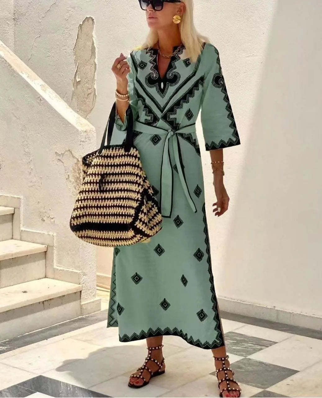 Linnen Jurk Zomerse Vrouwelijke Vintage Look