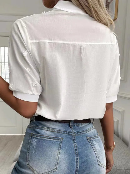 Dames Blouse Broderie Elegante Pasvorm