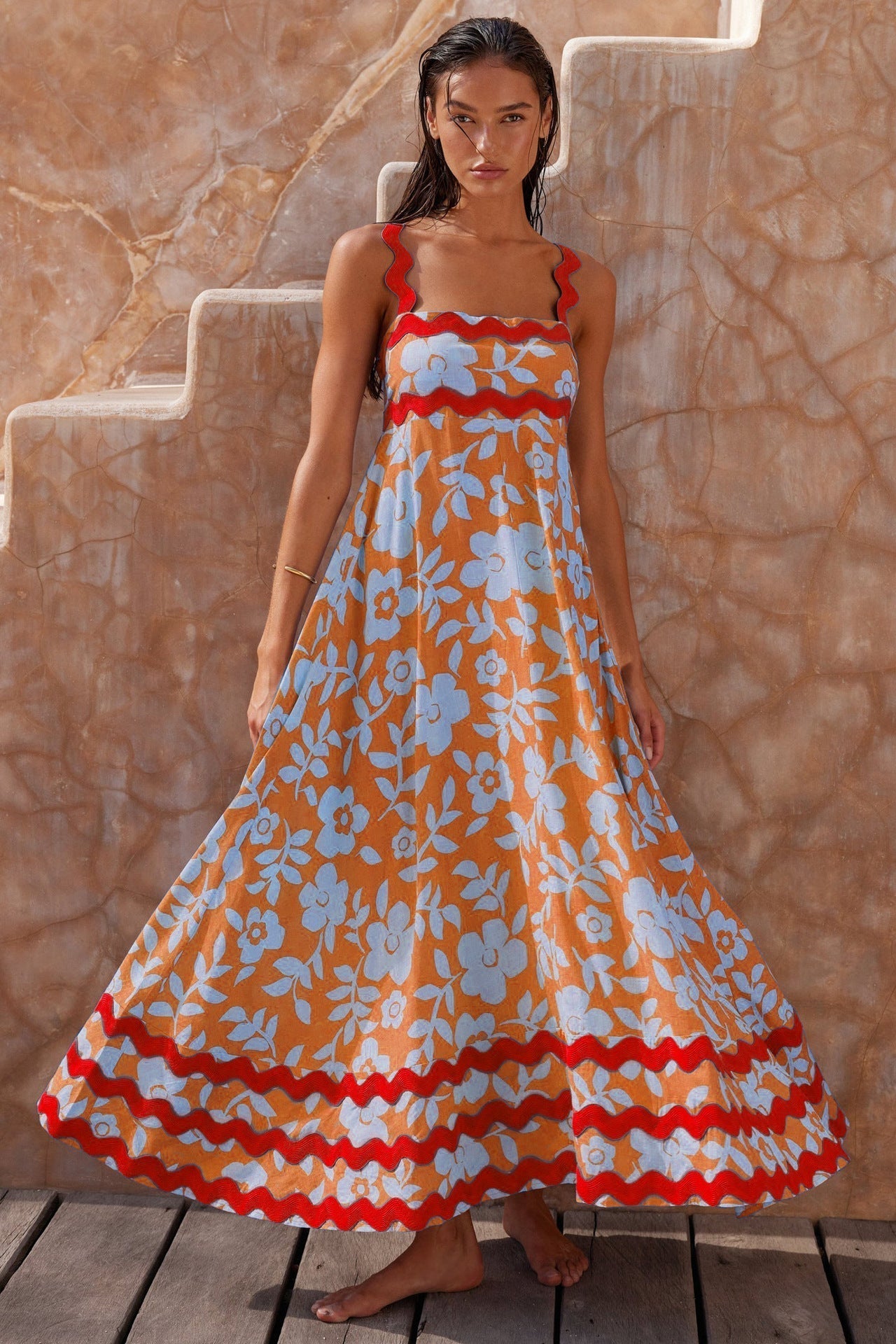 Zomerjurk Vrouw Losse Jurk met Bandjes Zomerse Stijl