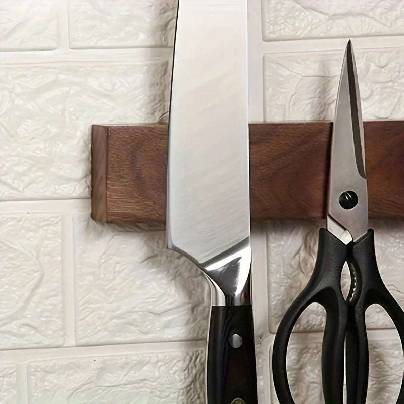Magnetische Messenstrip Walnoot 40cm Wand Messenrek Hout Keuken Messtrip Muurbevestiging Messenhouder