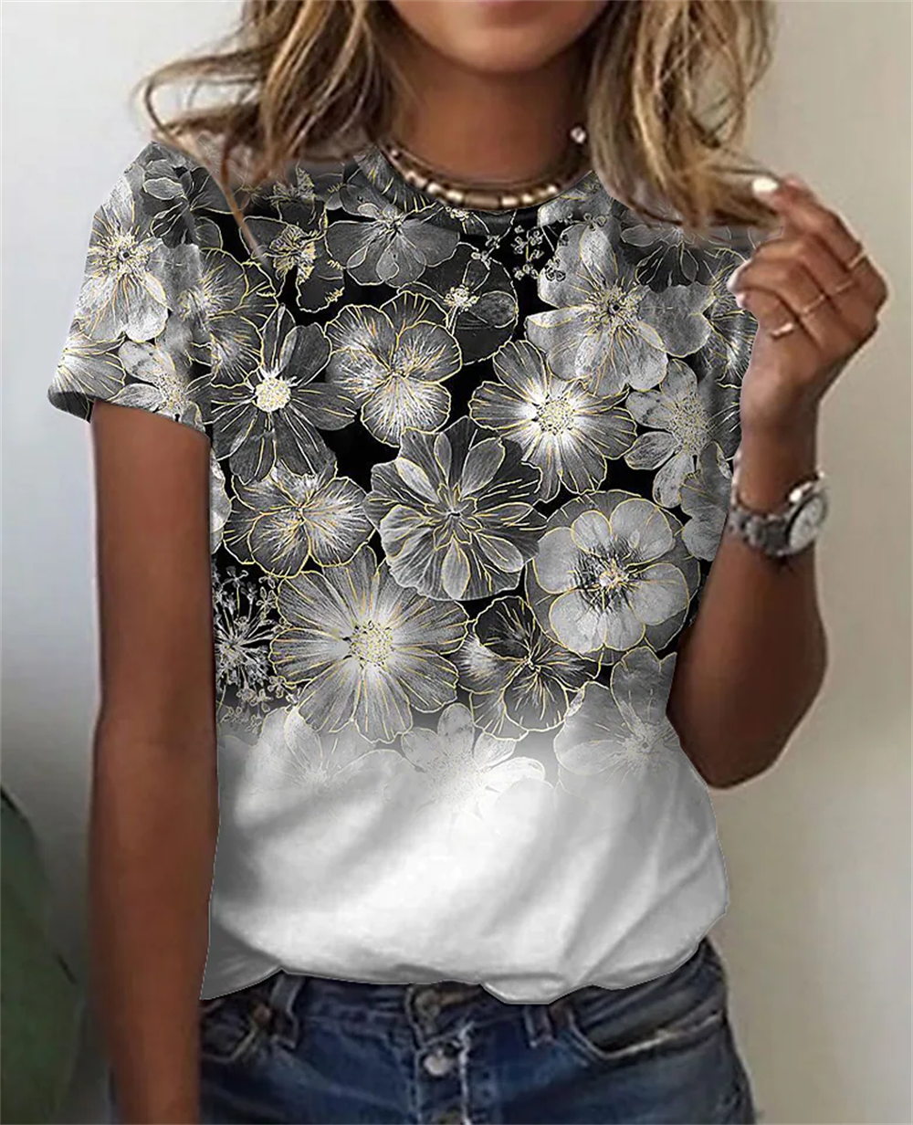 Bloemen T-shirt Zomerse Vrouwelijke Stijl - StudioMarella