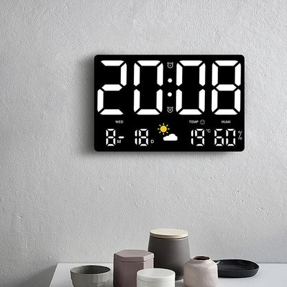 Digitale LED Wandklok Temperatuur Vochtigheid Weerstation Wekker Kleurenscherm Slaapkamer Woonkamer Kantoor Kalender